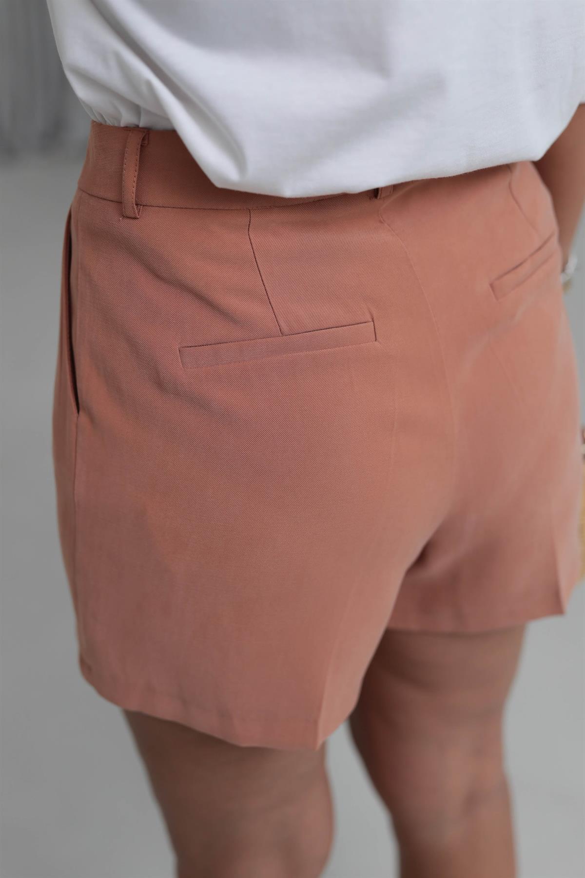 6890 Tencel Kumaş Şort KİREMİT