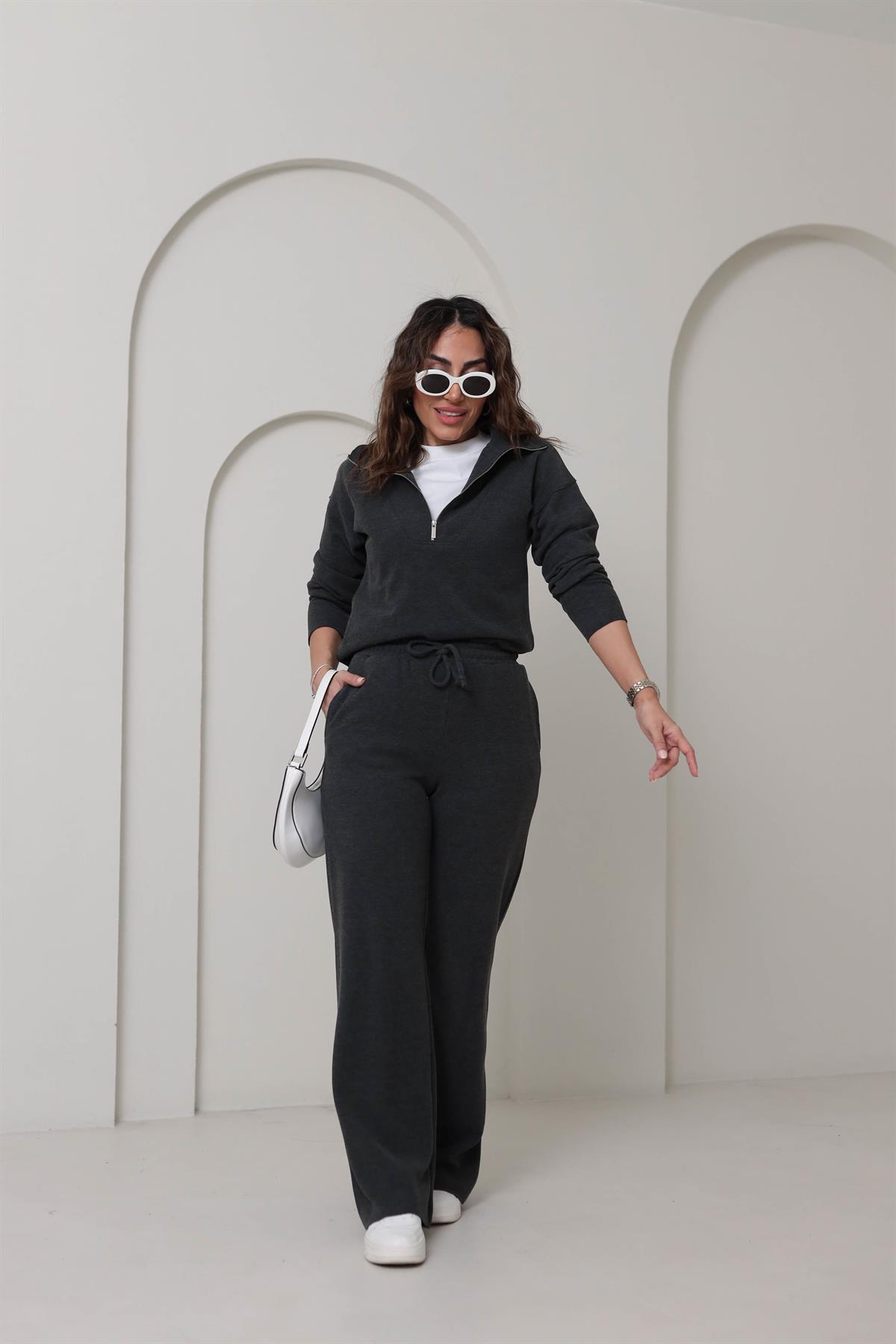 6464 Yarım Fermuarlı Selanik Takım ANTRASİT