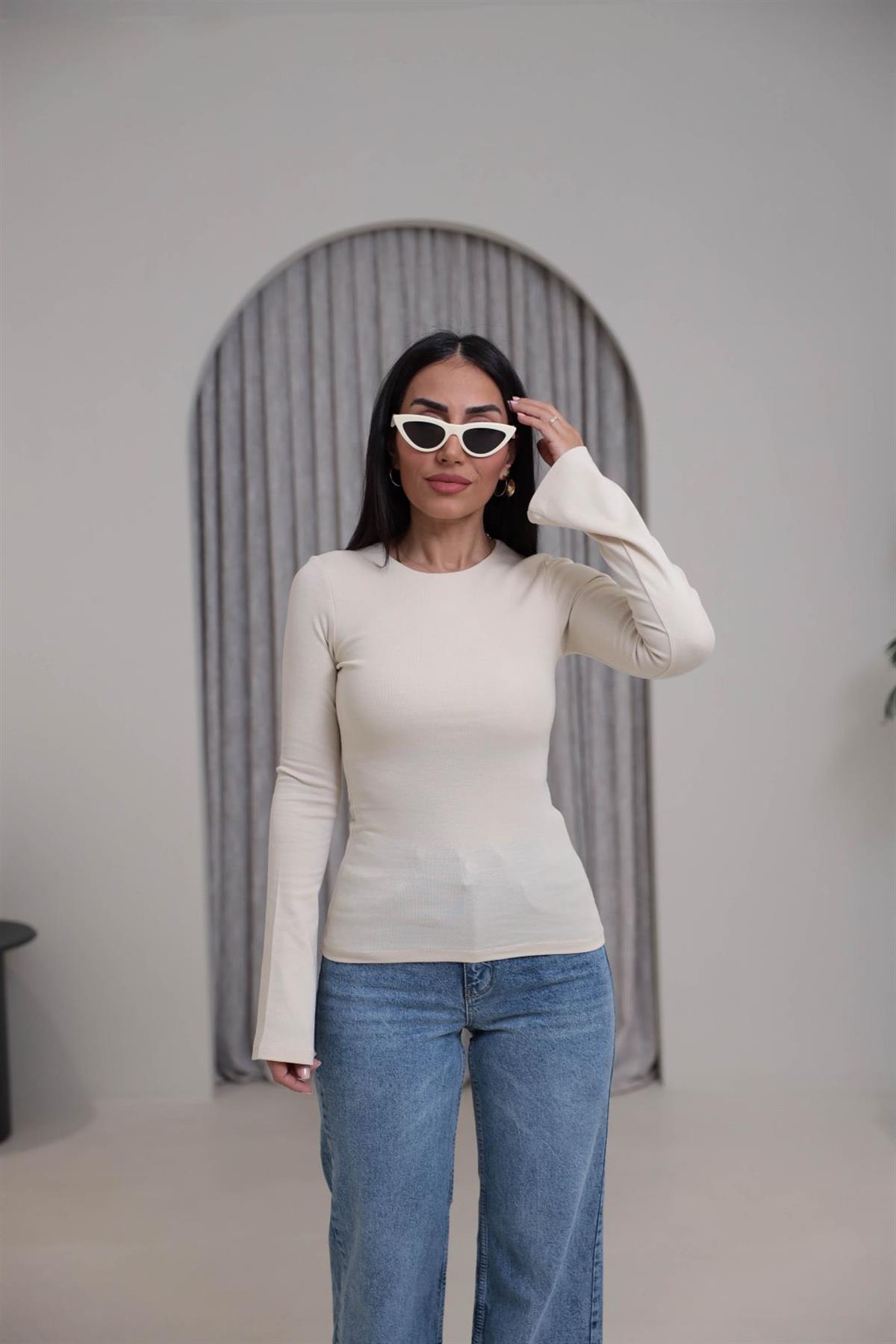 2284 Modal Penye İspanyol Kol Bluz TAŞ