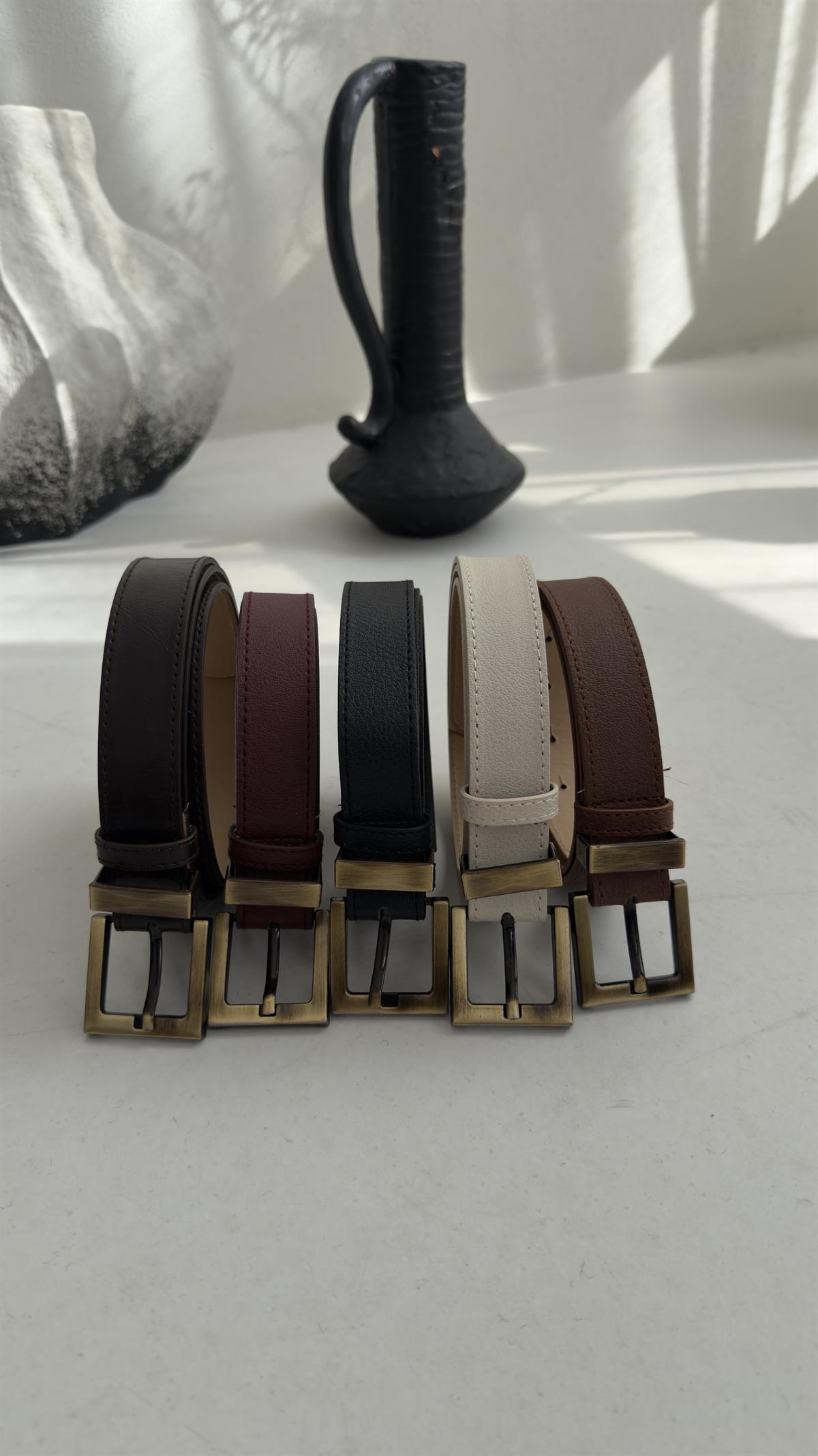 Eskitme Gold Detaylı Kemer BORDO