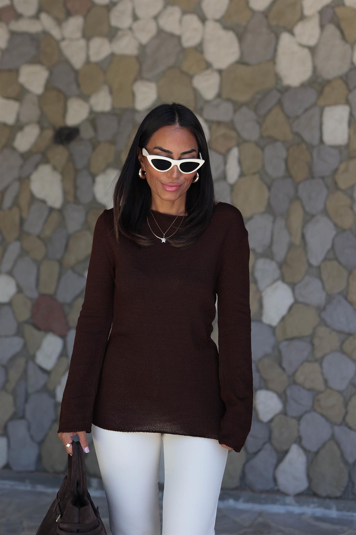 5172K Mevsimlik Brumel Triko Bluz ACI KAHVE