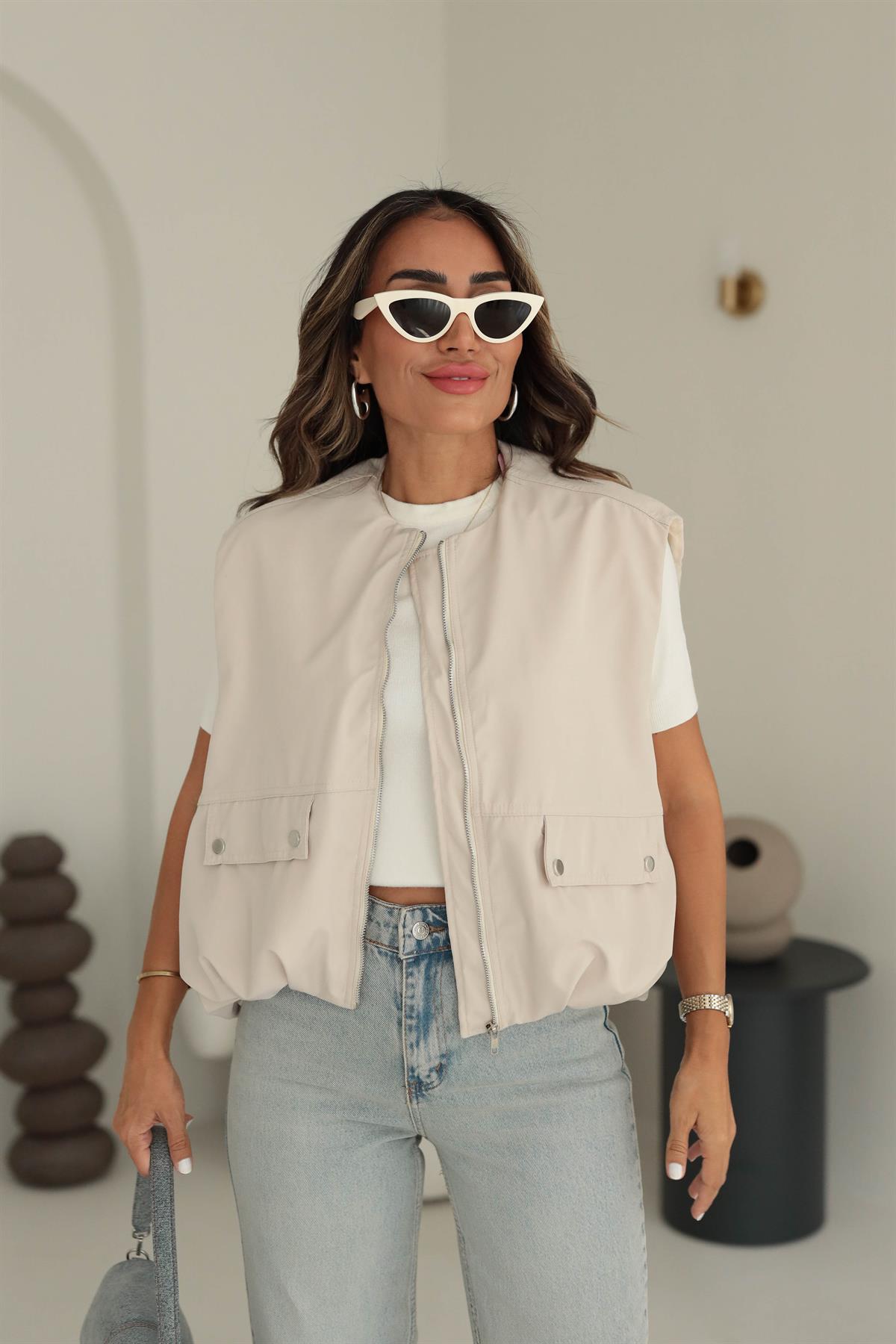 8662 Viral Astarlı Balon Yelek TAŞ