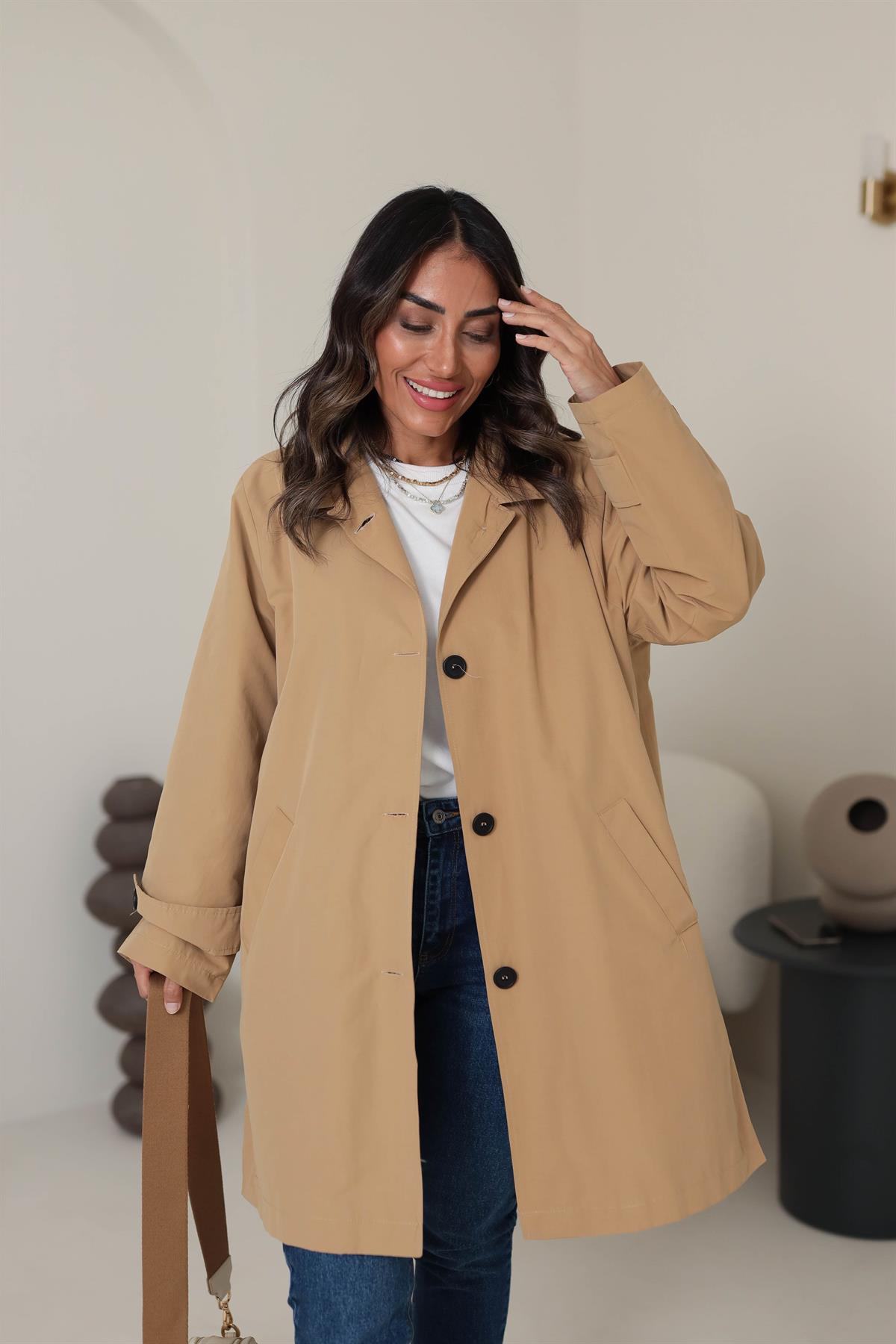 Atkı Detaylı Massi Trenchcoat