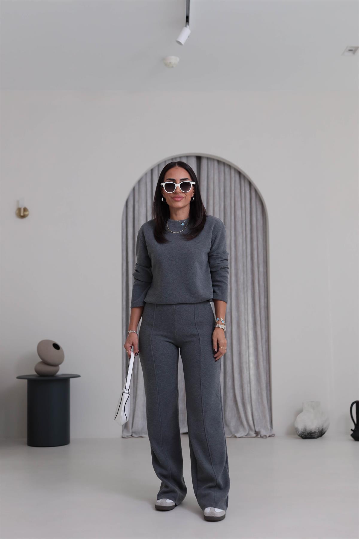 8432 Bisiklet Yaka Selanik Kumaş Takım ANTRASİT