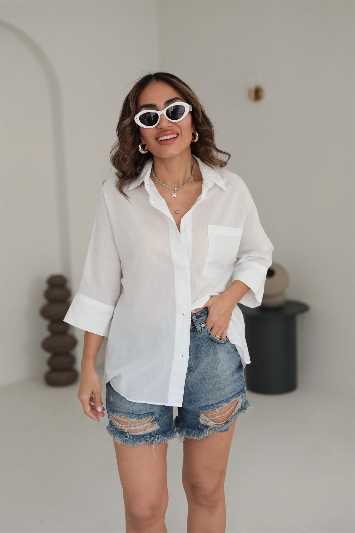 4309 Pamuklu Cep Detaylı Gömlek