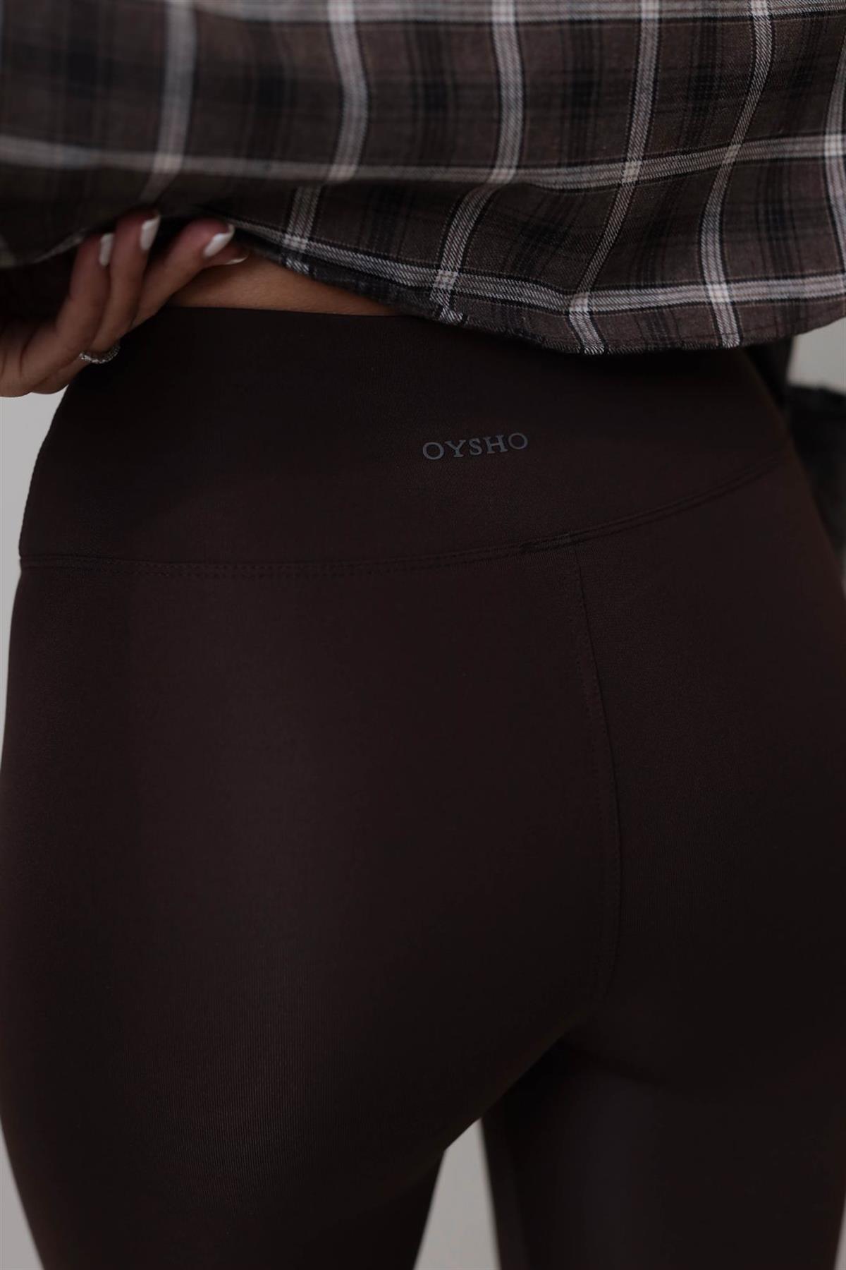 050 Oys Yüksek Bel Şardonlu Tayt ACI KAHVE