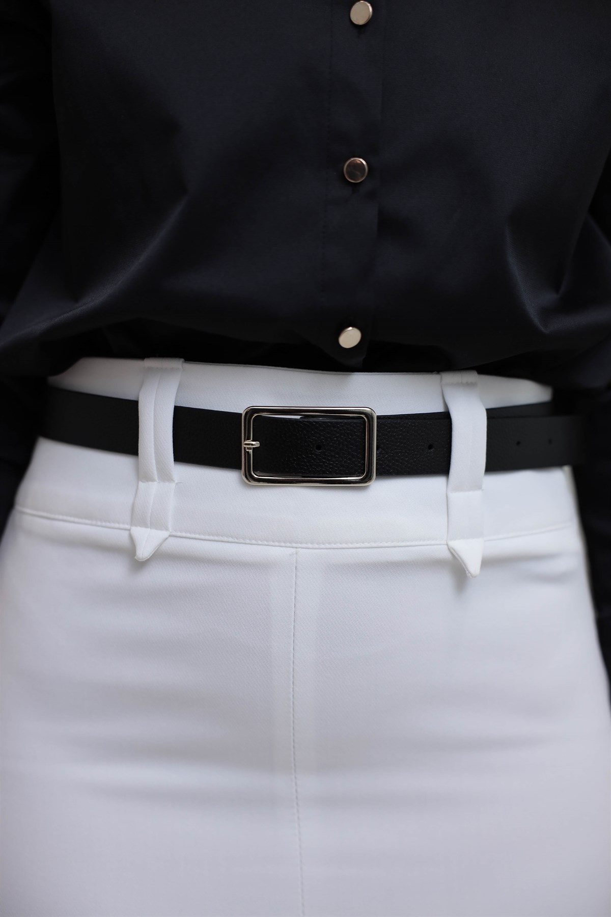 7607 Ön Yırtmaçlı Kalem Etek BEYAZ