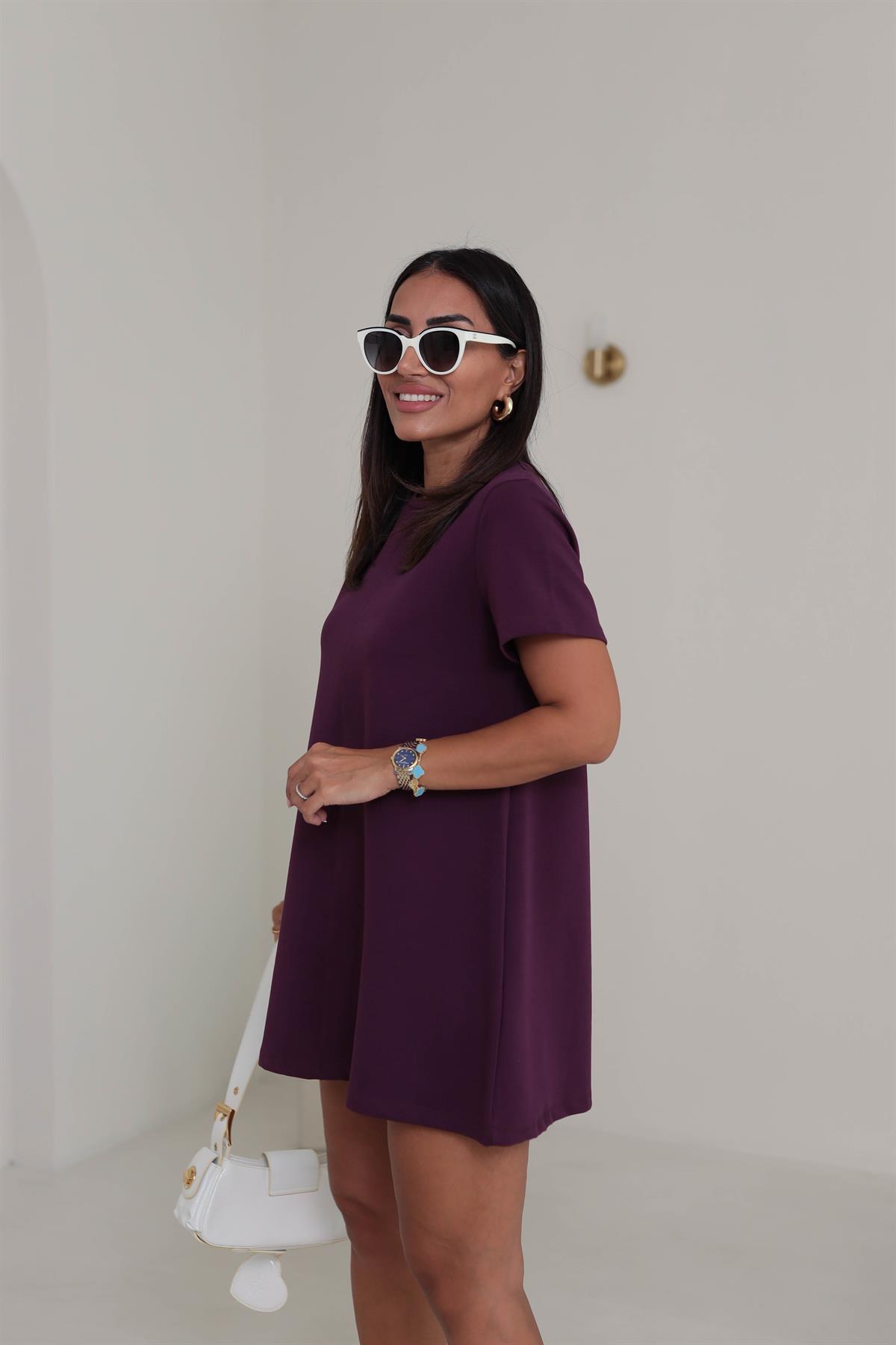 1523 Ön Dikiş Detaylı Penye Elbise MOR