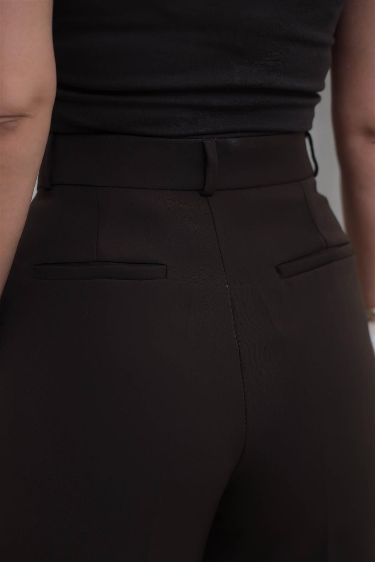 3317 Geniş Paça Yüksek Bel Pantolon KAHVE