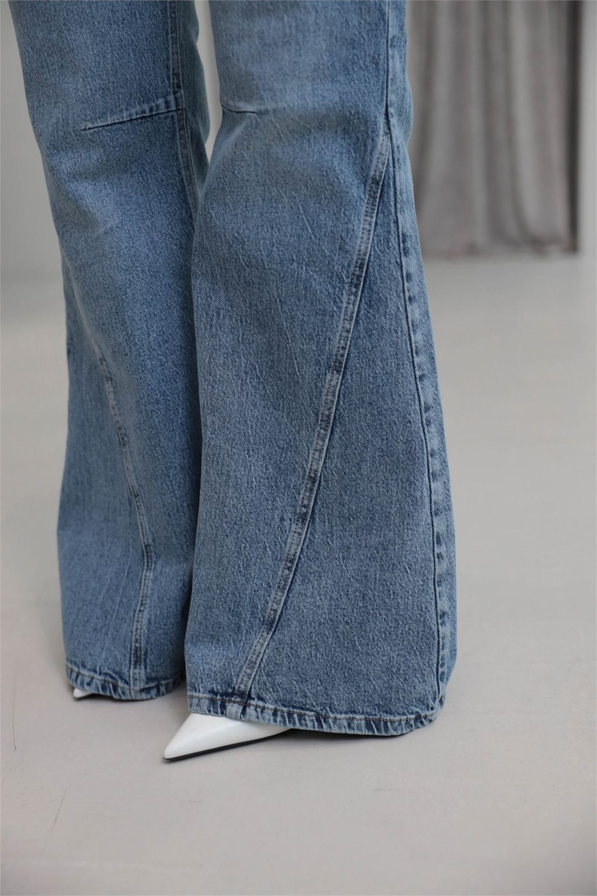 1057 Wide Leg Jean Pantolon MAVİ