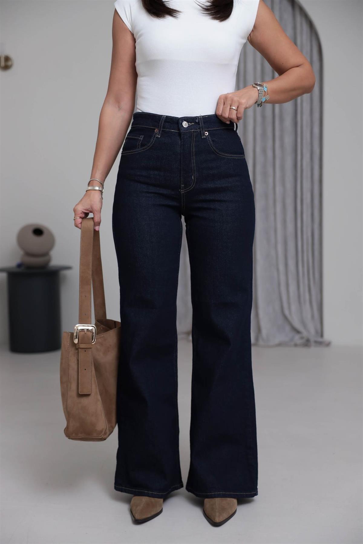 Yüksek Bel Wide Leg Jean LACİVERT