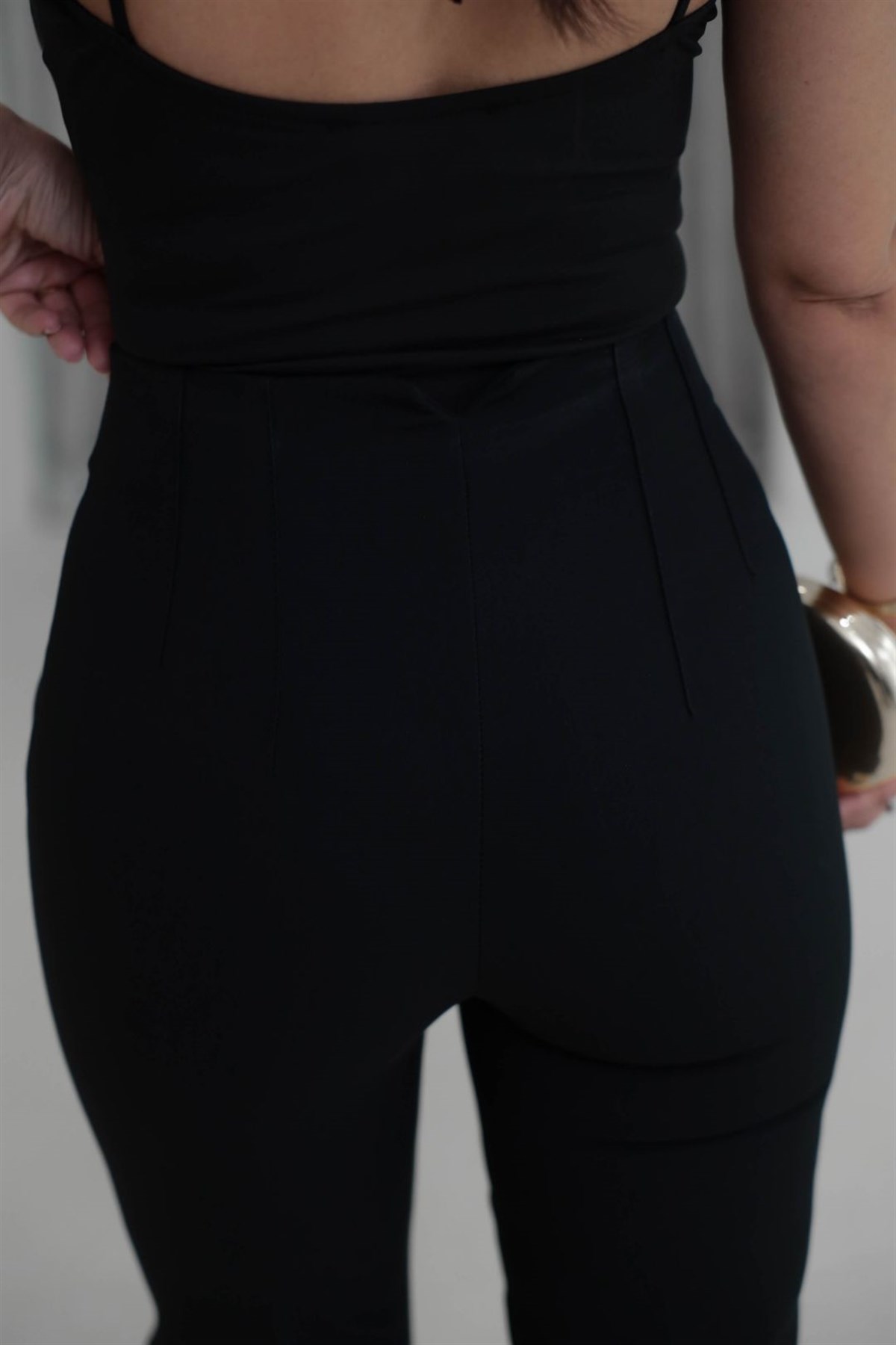 U5113-K Önü Flotalı Kumaş Pantolon SİYAH