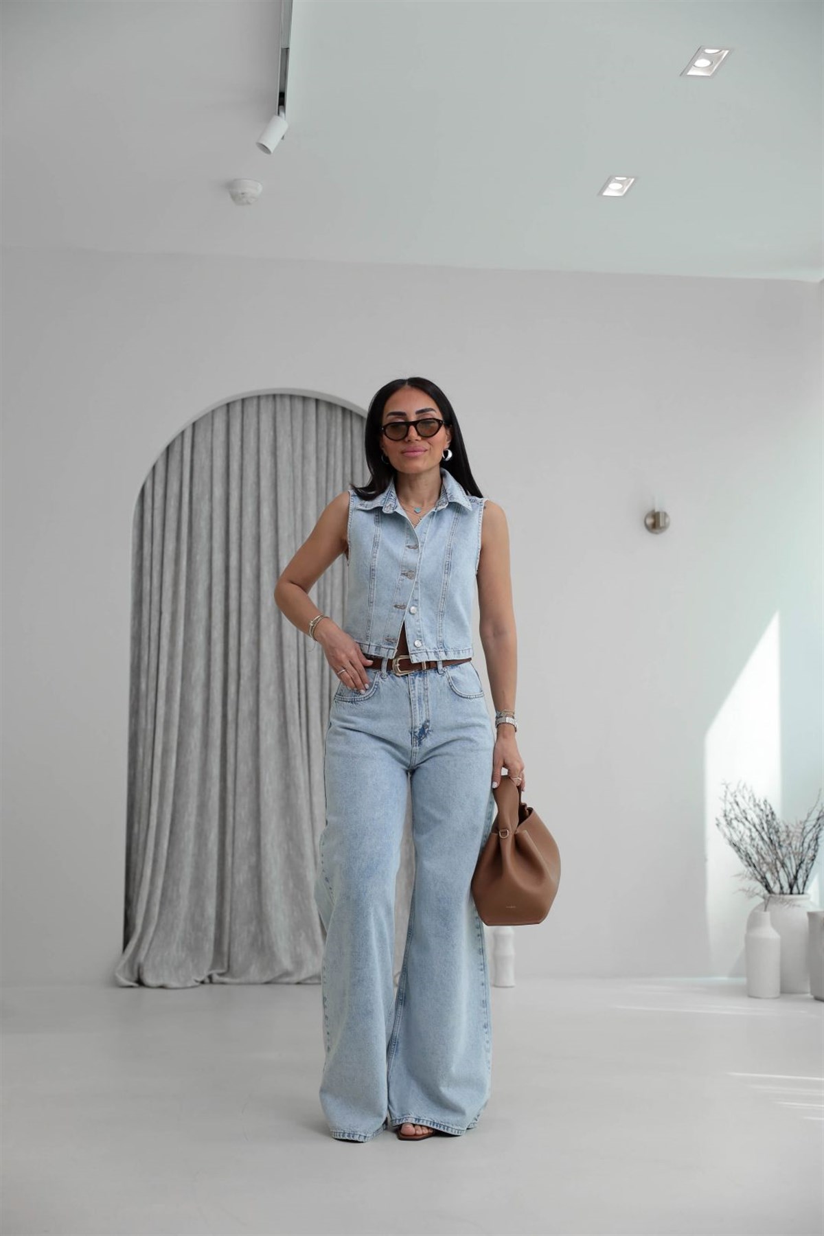 8229 Liyosel Pamuklu Denim Takım AÇIK MAVİ