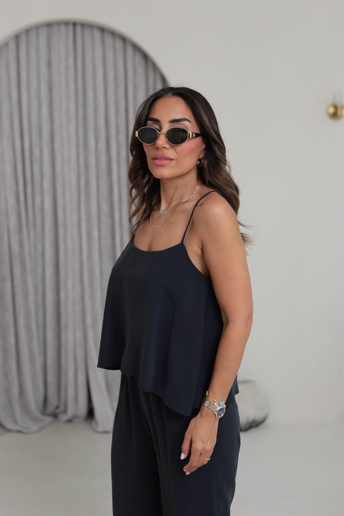 0455 İp Askılı Tencel Kumaş Takım ANTRASİT