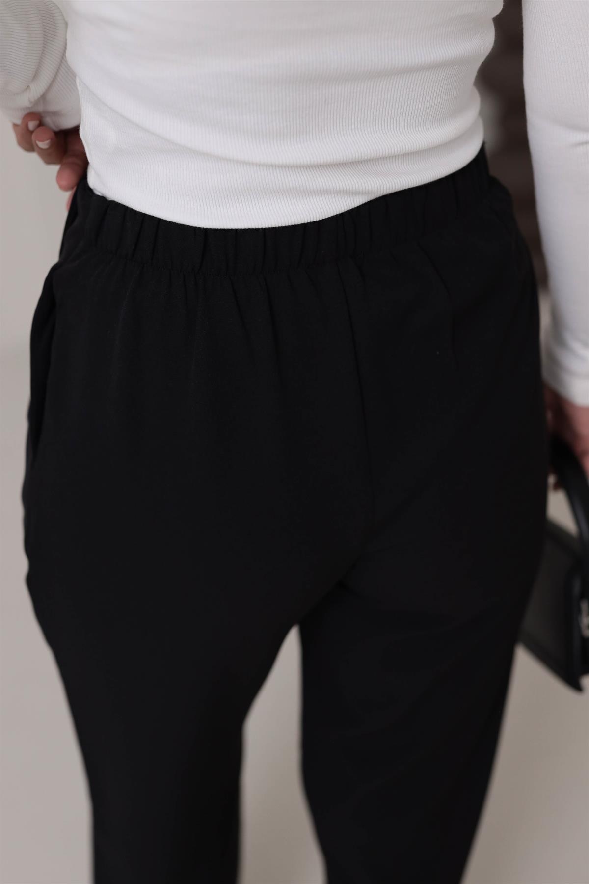 8356 Arka Bel Lastikli Düğme Detaylı Pantolon