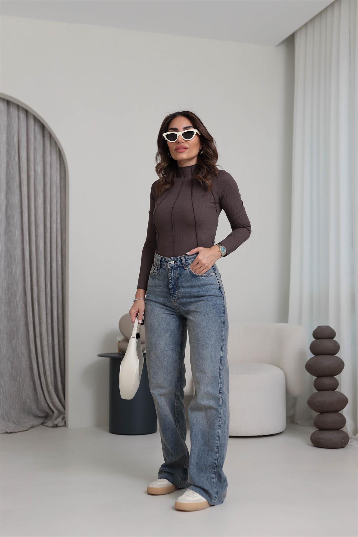 1077 Paça Kesikli Palazzo Jean TİNTLİ MAVİ