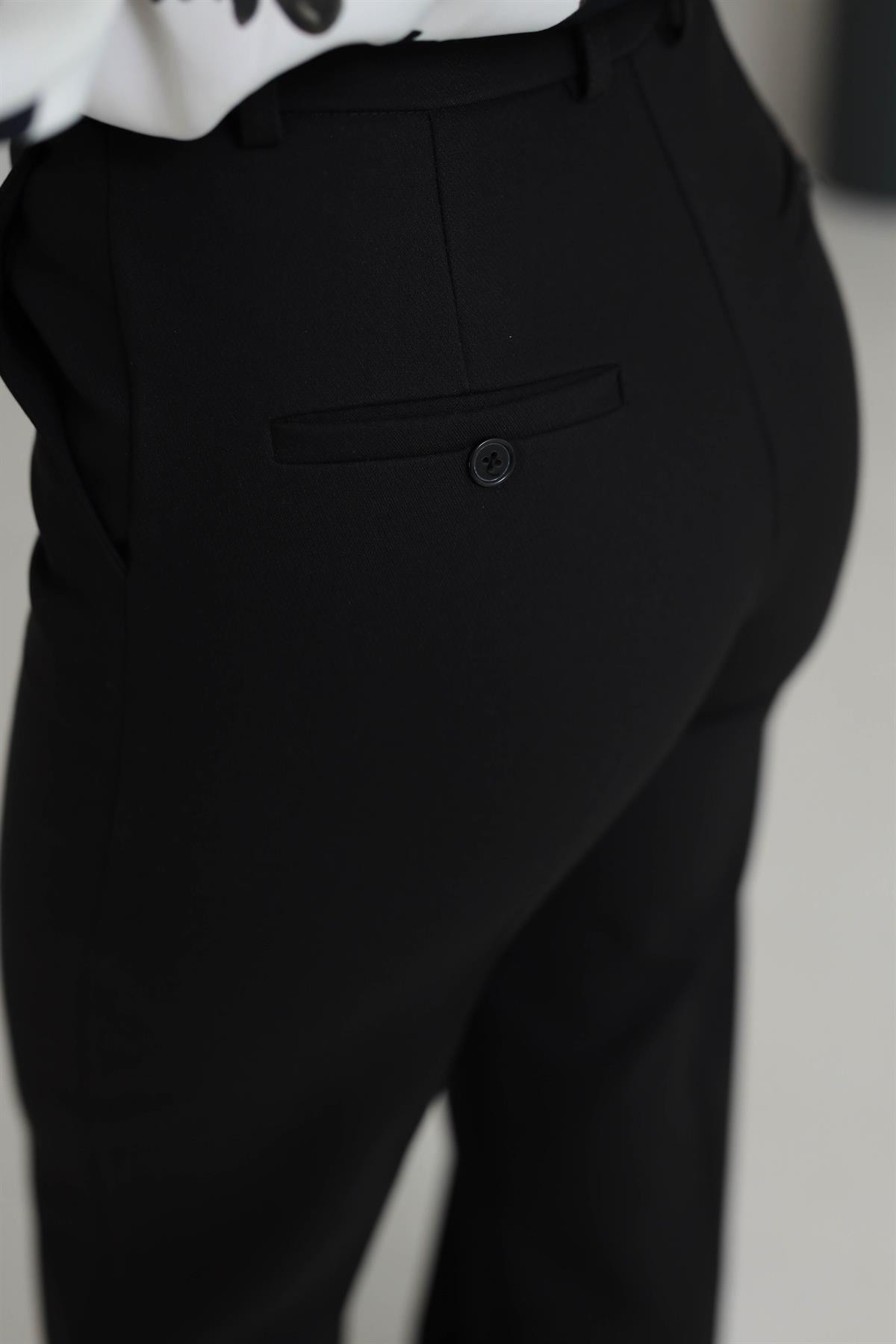 6505 Palazzo Kumaş Pantolon SİYAH