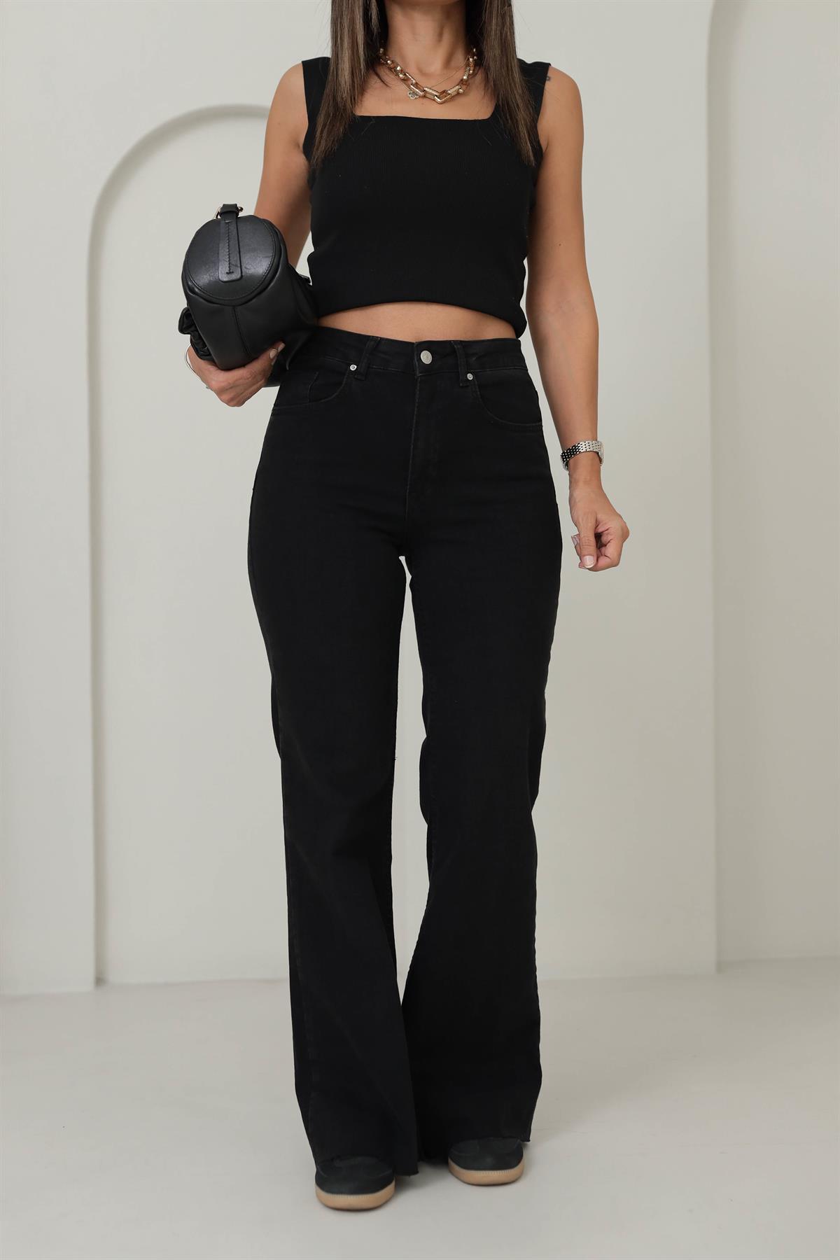 1462 Paça Ucu Dikişsiz Likralı Bol Pantolon