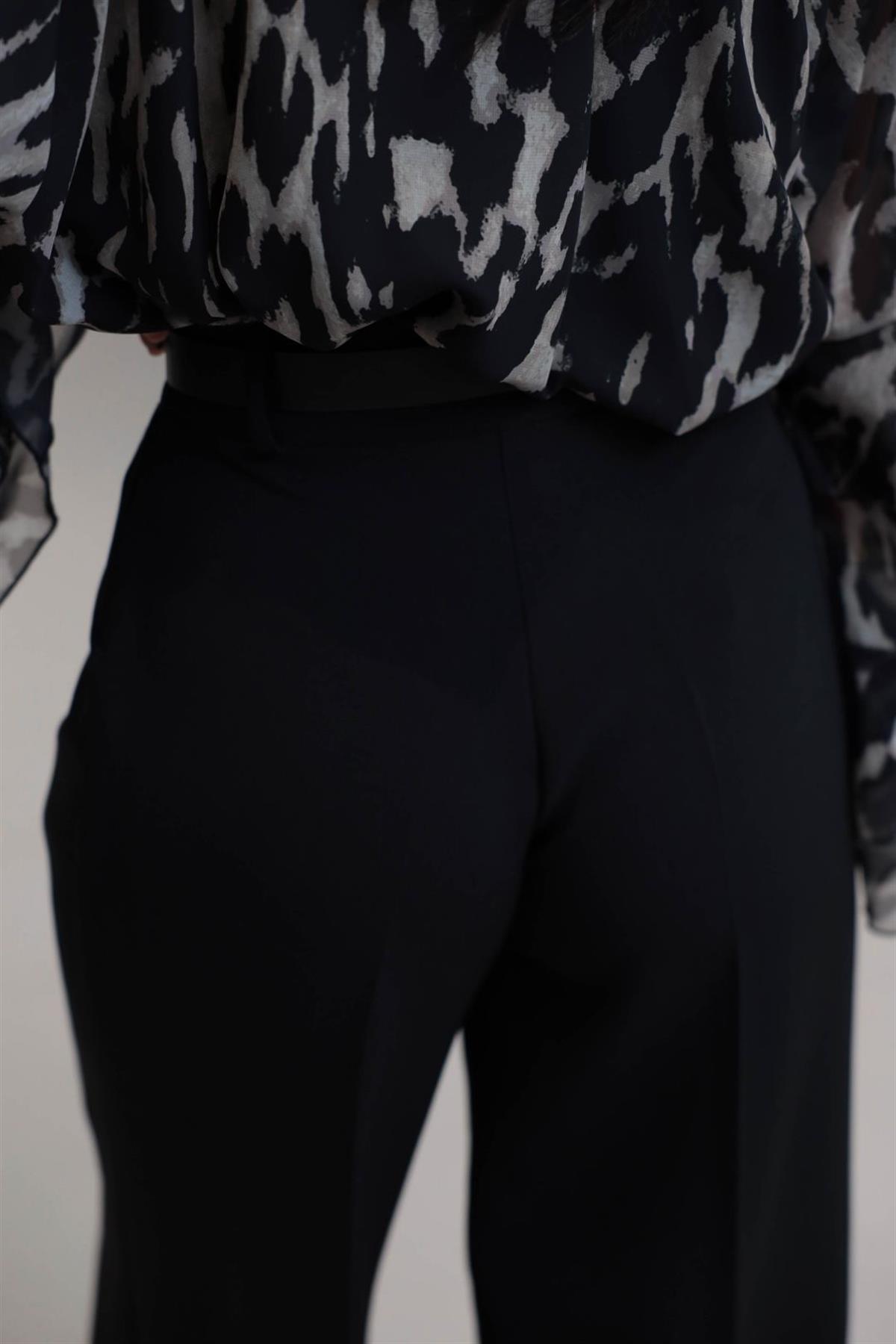 1266 Kemerli Palazzo Pantolon SİYAH