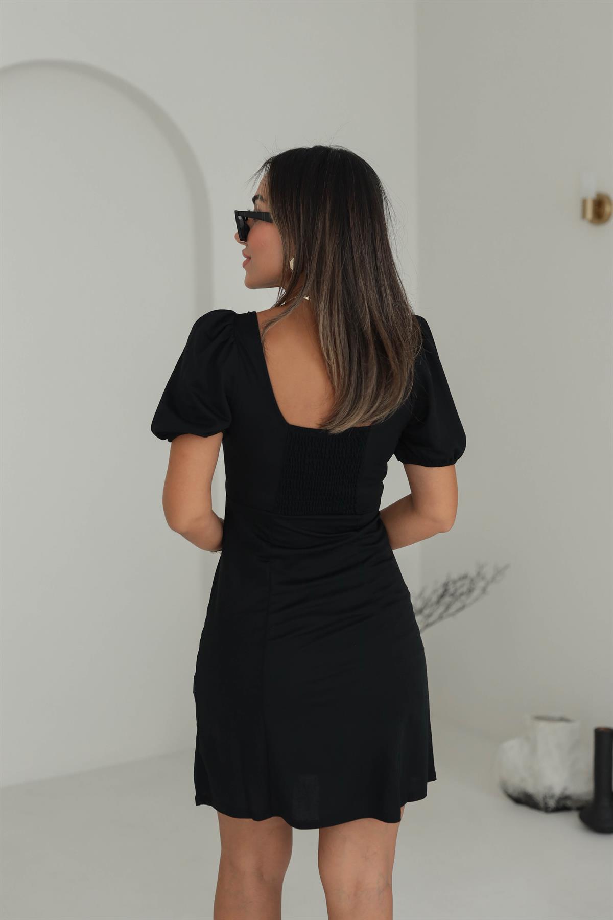 4294 Kare Yaka Likralı Elbise