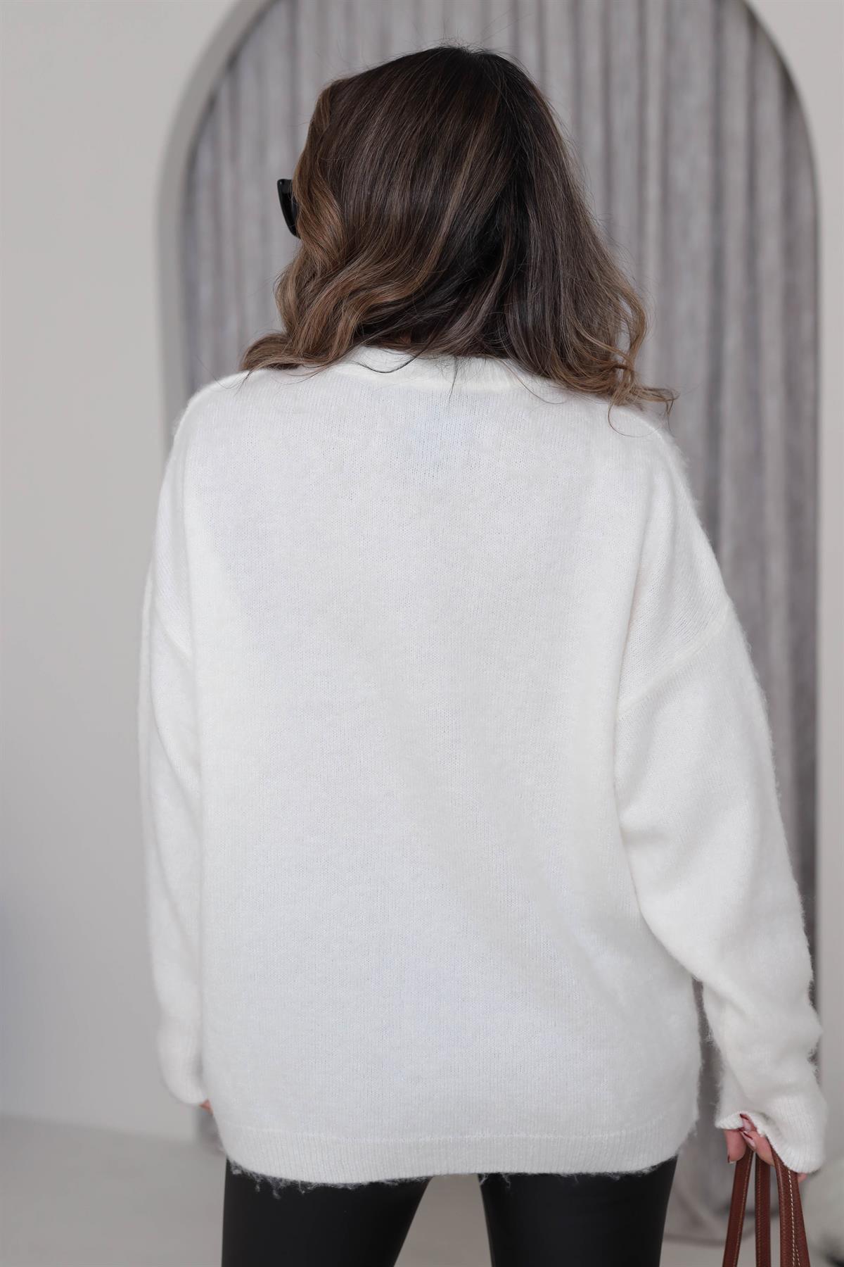 Bisiklet Yaka Yumoş Triko EKRU