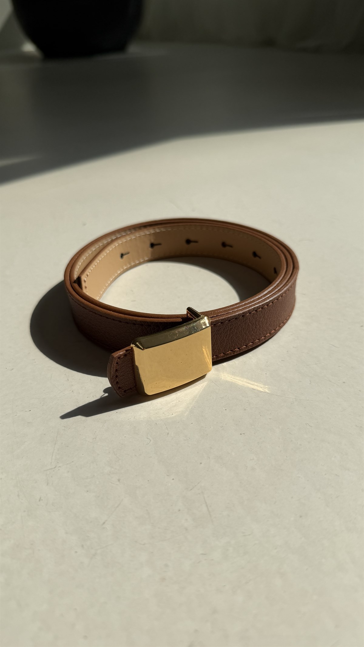 2622 Mini Kare Tokalı Kemer TABA