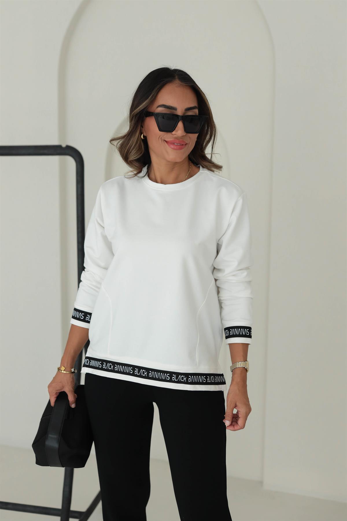 8982 Altı Yazı Şeritli Sweatshirt