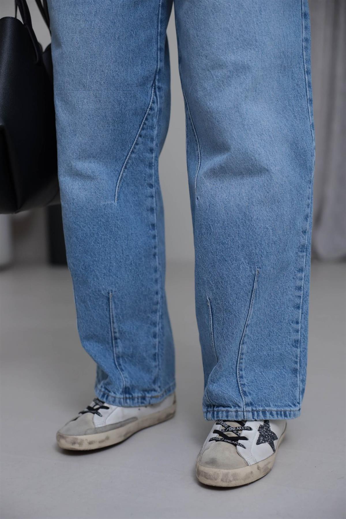 703 Paça Çift Pensli Boyfriend Jean AÇIK MAVİ