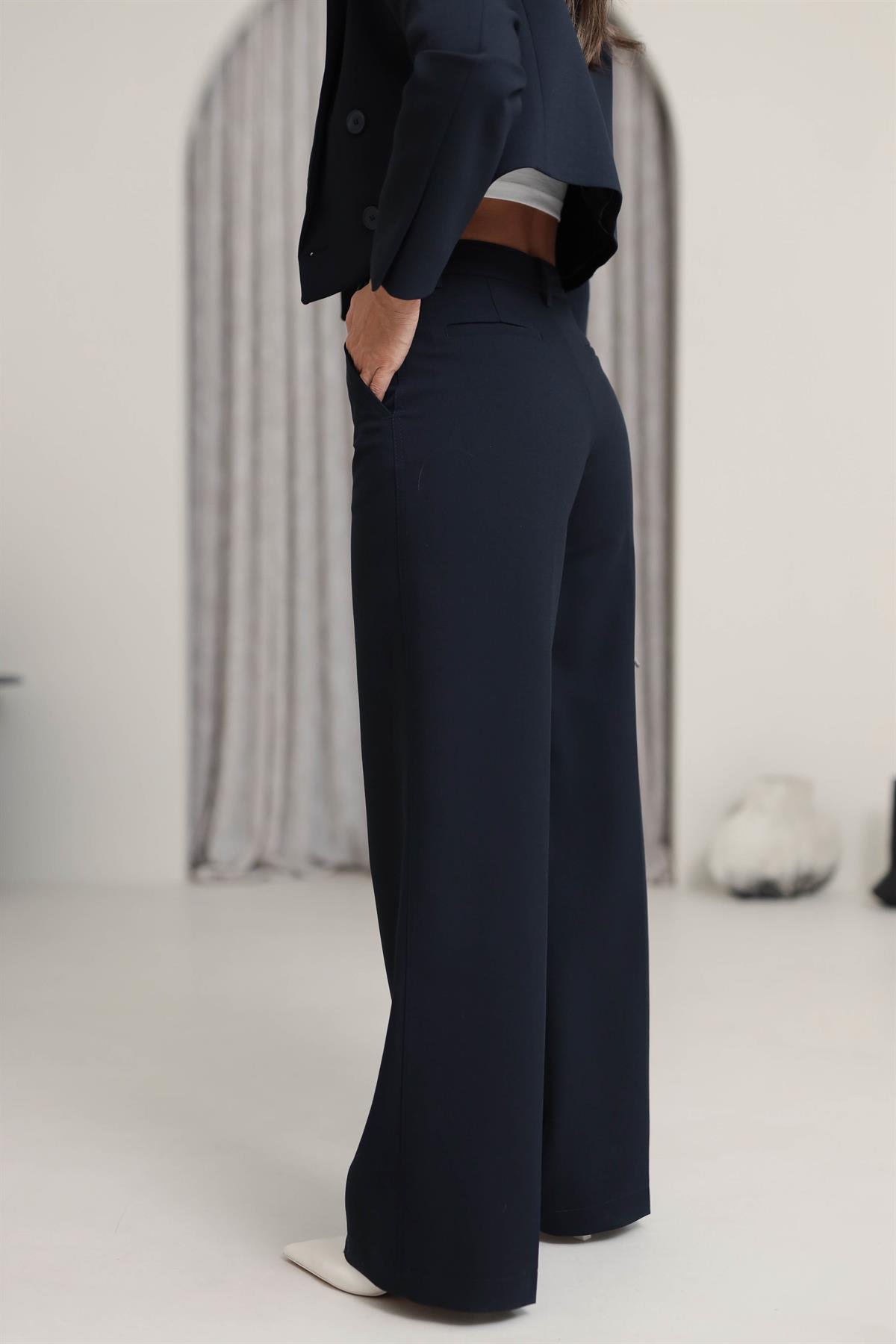 1547 Düğme Detaylı Palazzo Pantolon