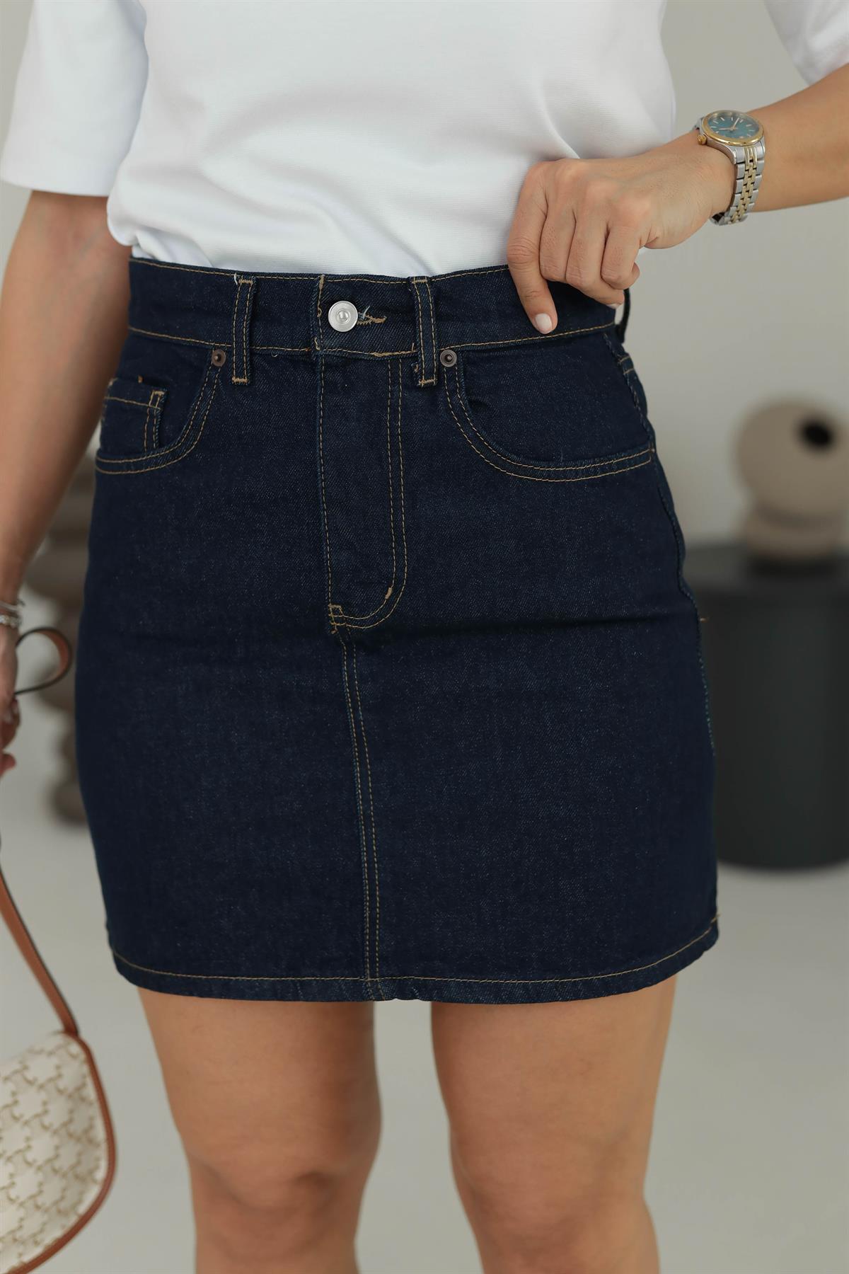 Mini Kot Etek LACİVERT