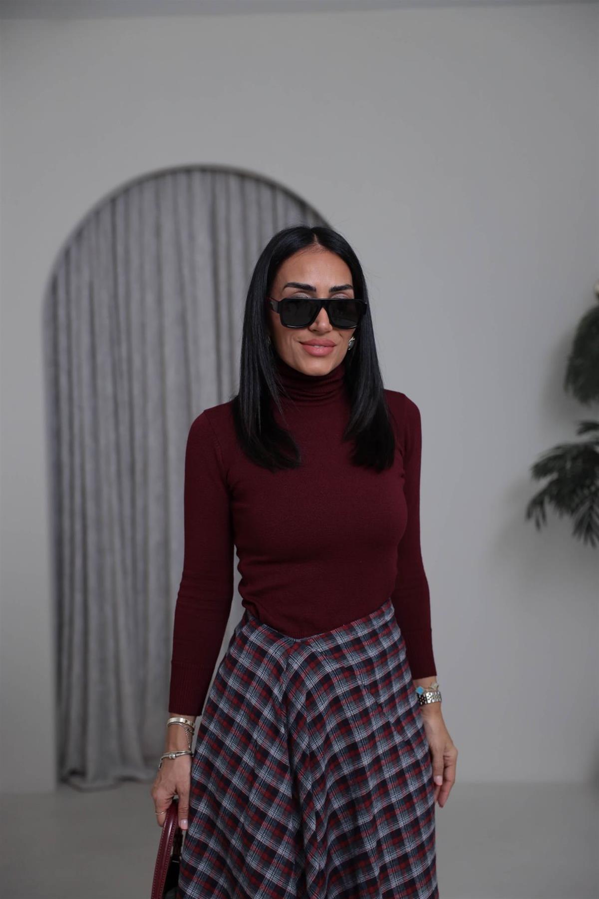 013 Balıkçı Yaka Triko Kazak BORDO