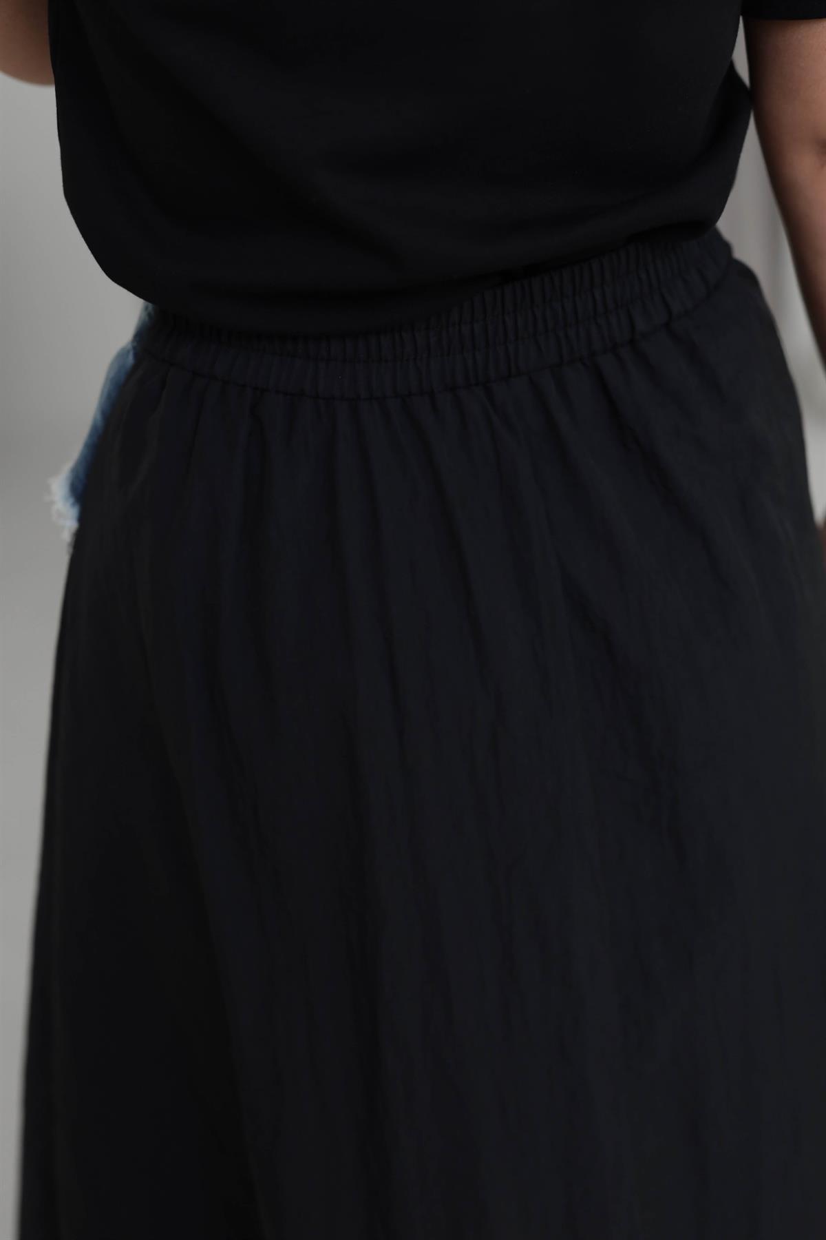 4620 Kot Detaylı Tasarım Etek SİYAH