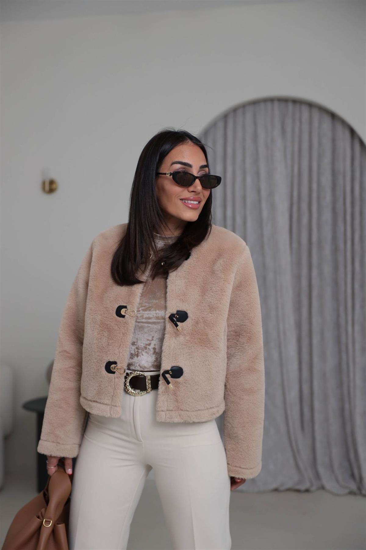 1289 Gold Aksesuar Detaylı Ceket CAMEL