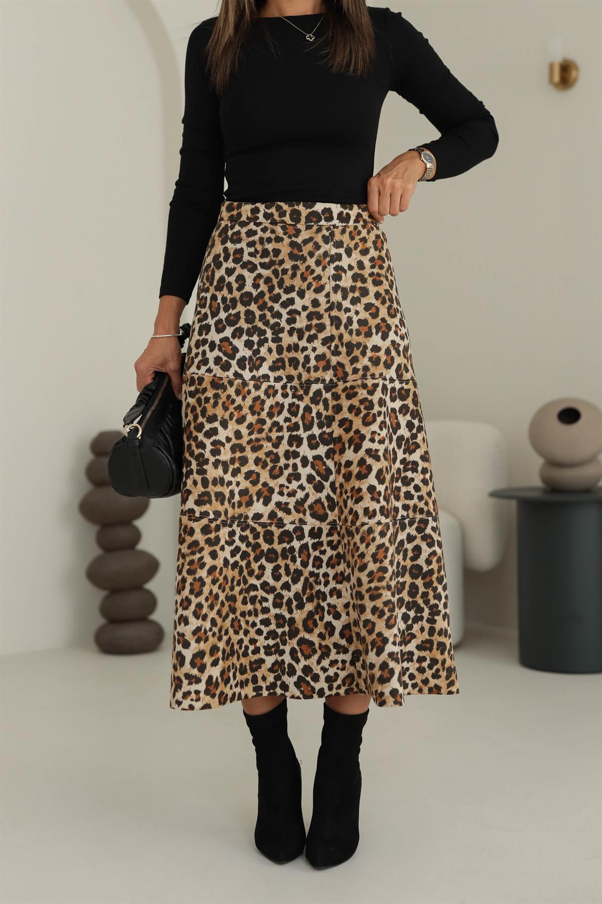 6609 Leopar Desen Nubuk Etek