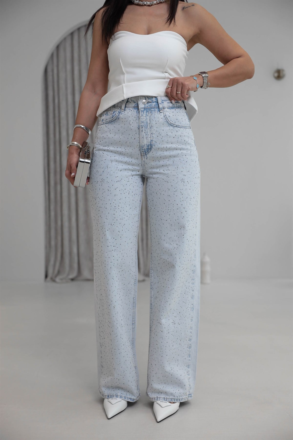 1071 Taşlı Buz Mavi Jean BUZ MAVİ