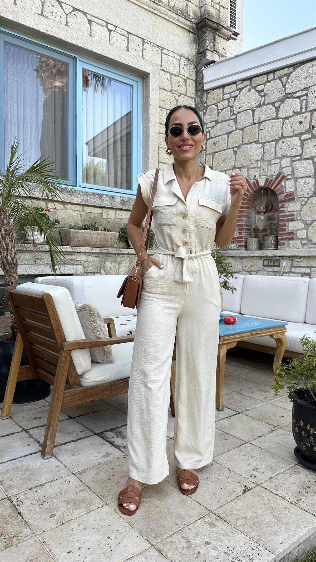 7174 Apoletli Cep Detaylı Rahat Tulum