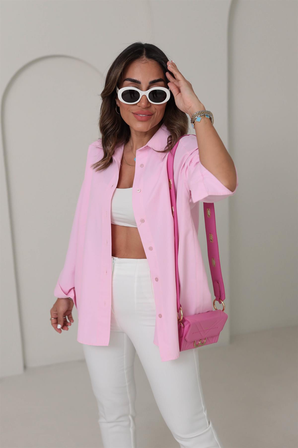 0293 Poplin Kumaş Gömlek PEMBE