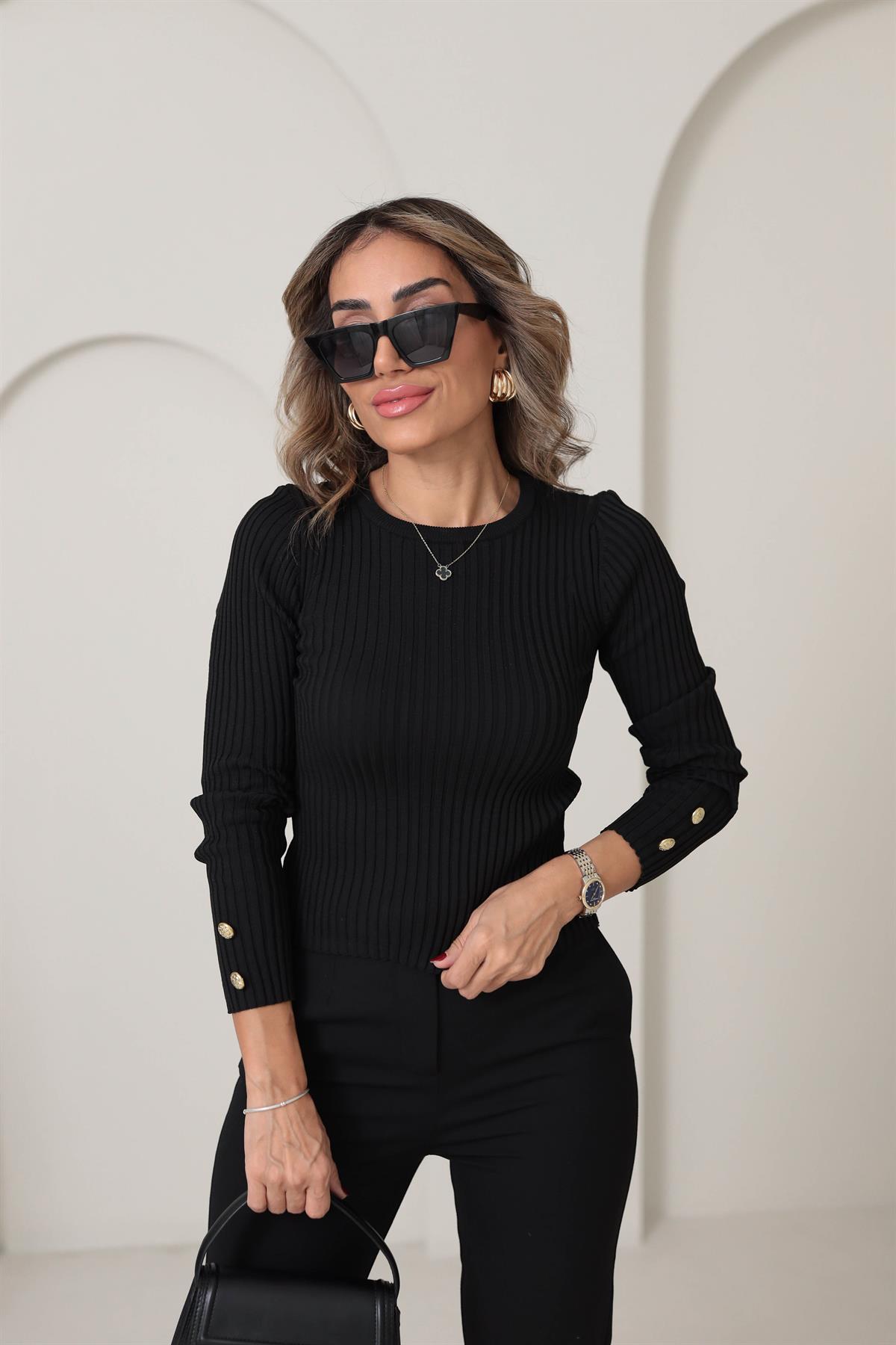 0589 Bisiklet Yaka Kol Düğmeli Kazak