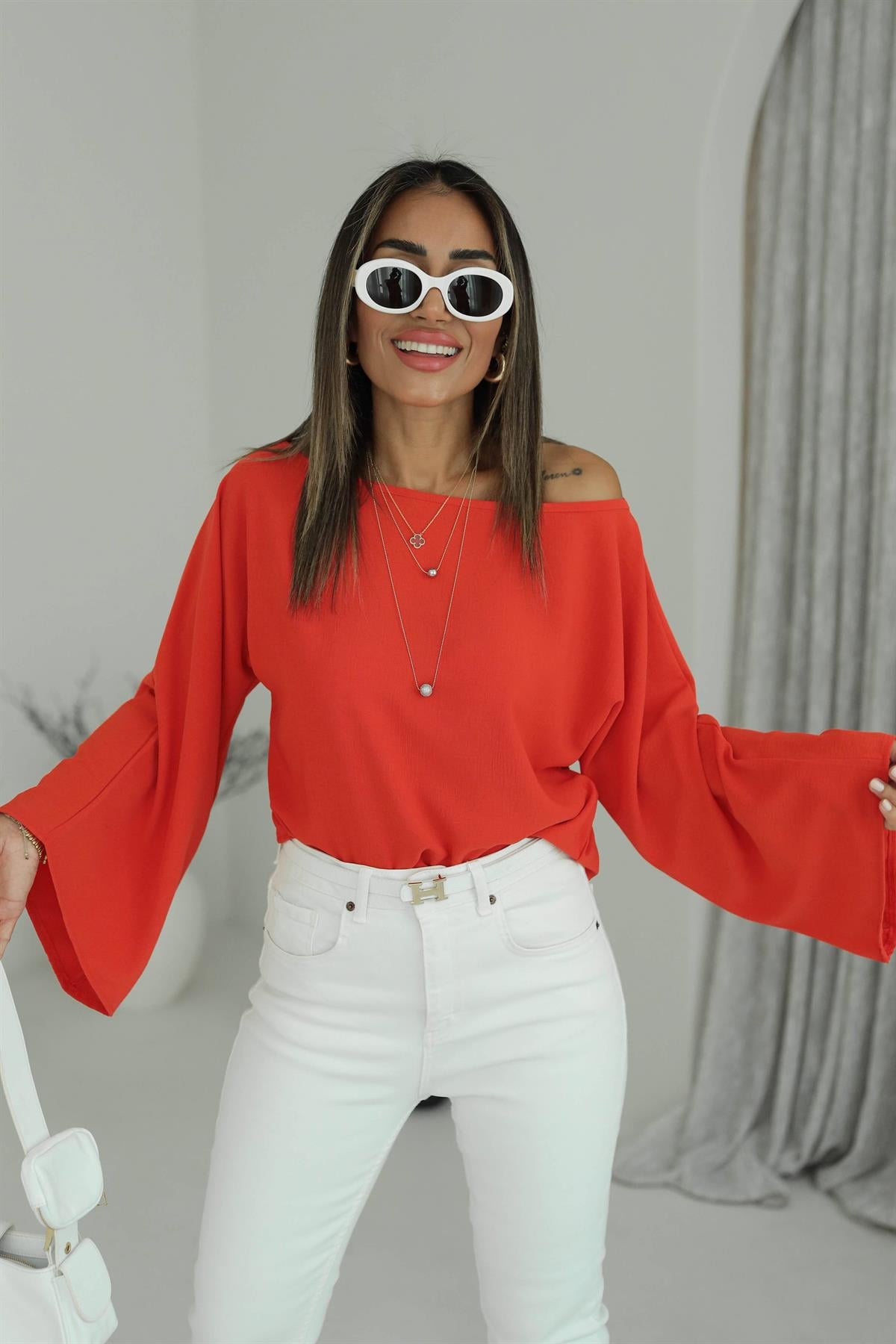 İthal Aerobin Kayık Yaka Bluz