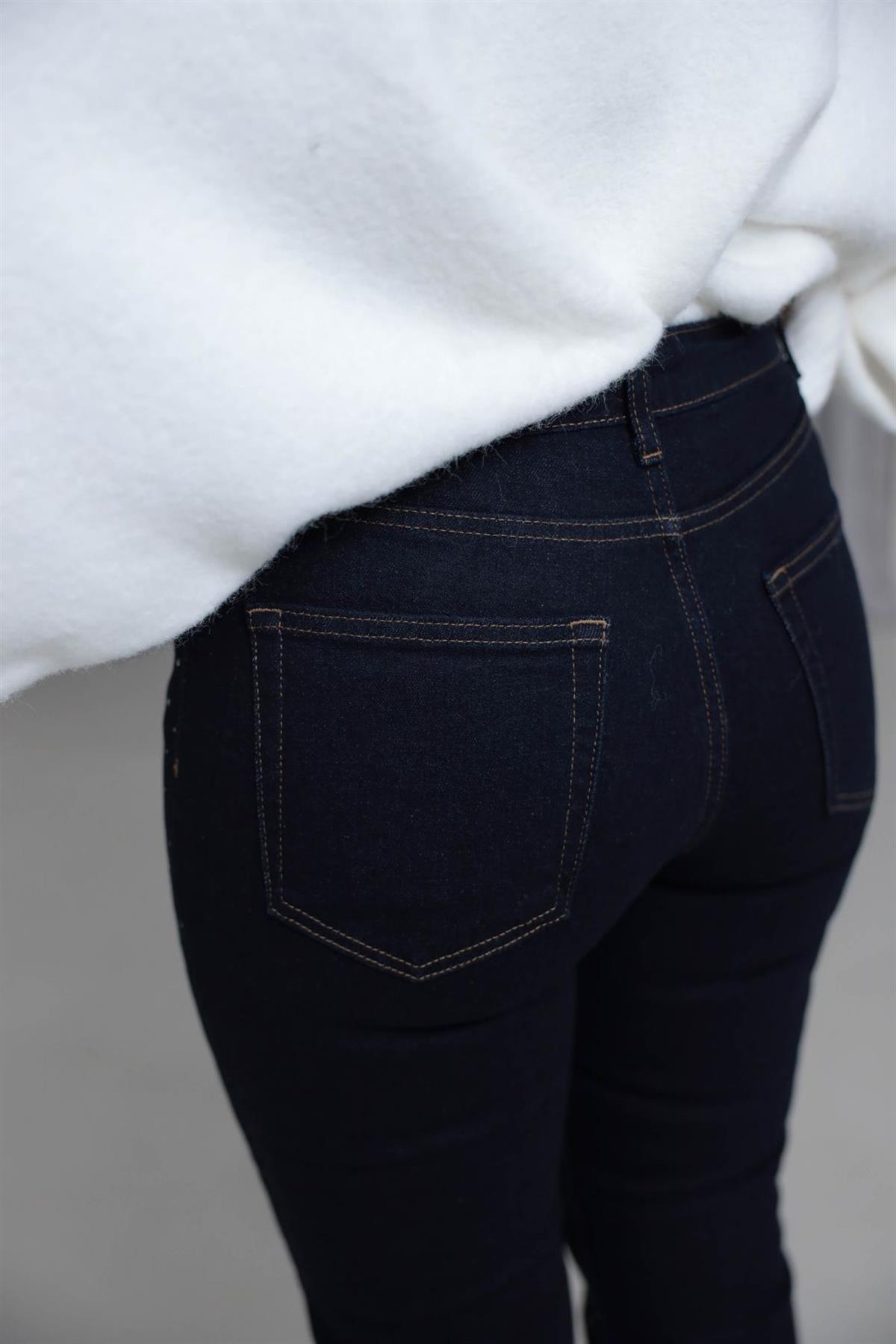 1055 Serpme Taşlı Likralı Jean LACİVERT