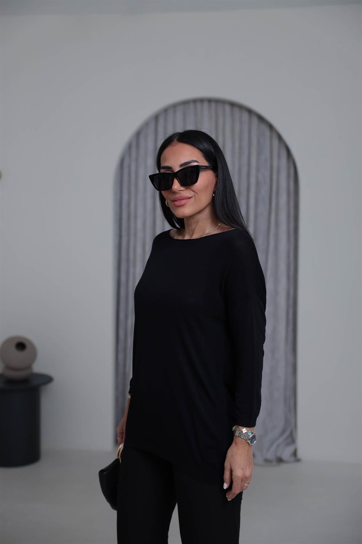 928 Truvakar Kol Viskon Triko Bluz SİYAH