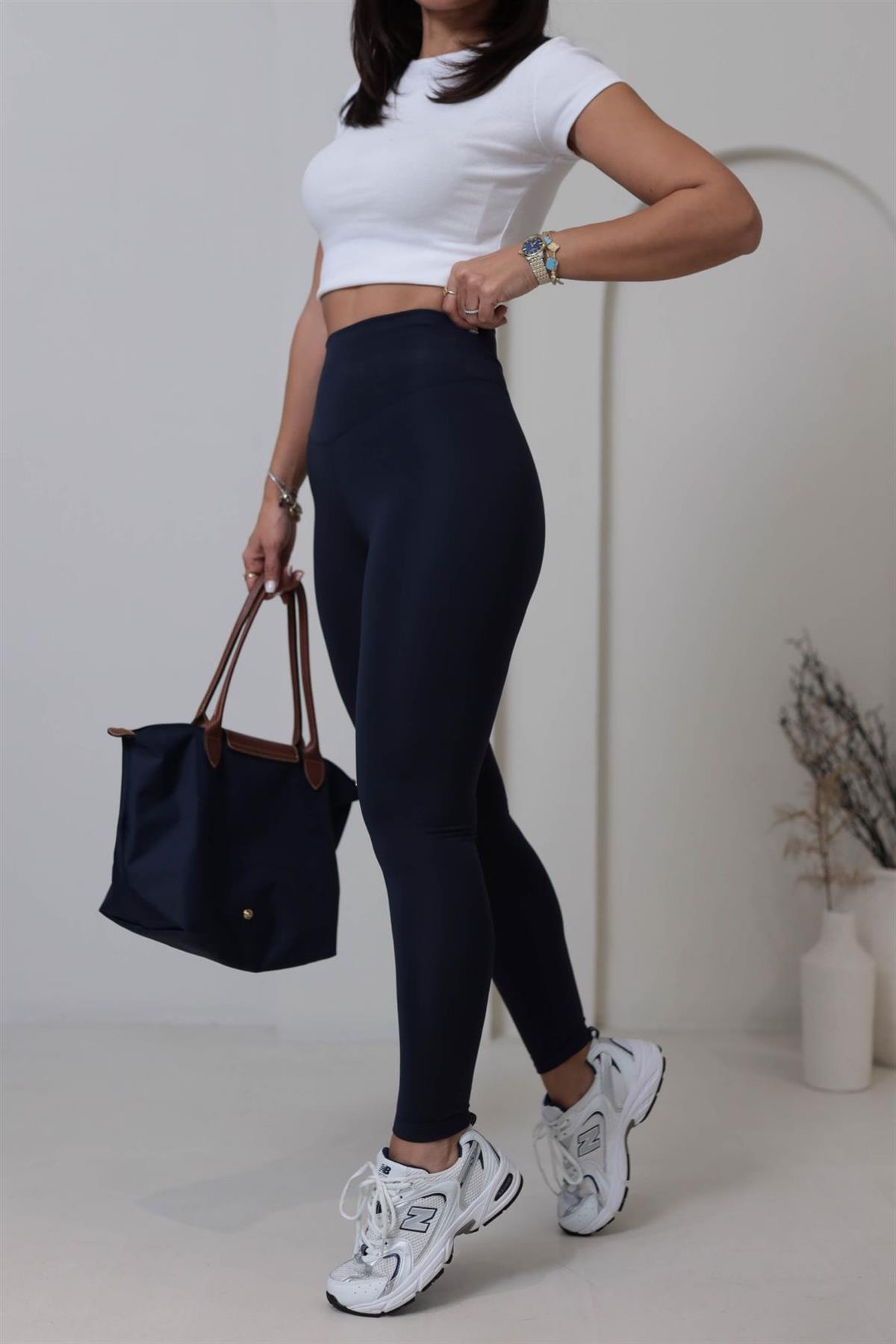 050 Oys Yüksek Bel Şardonlu Tayt LACİVERT