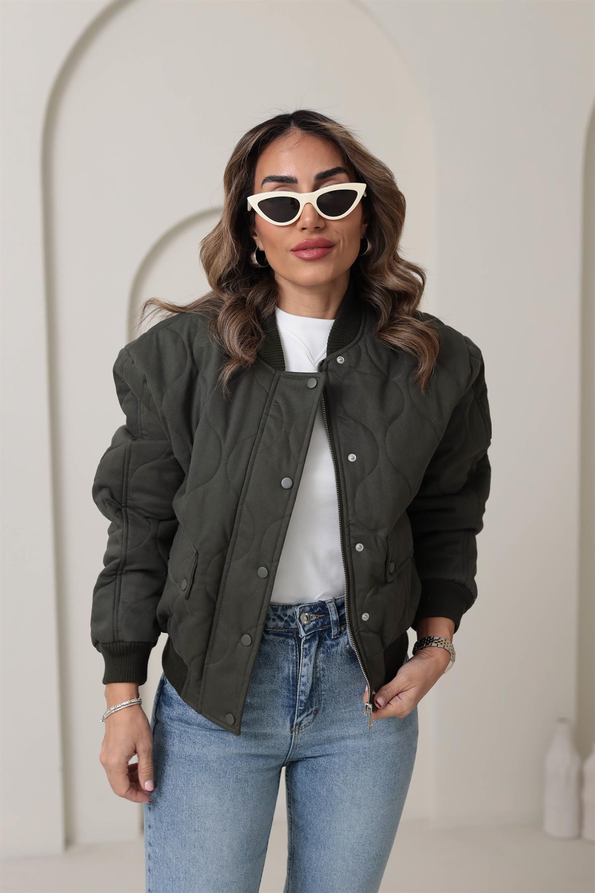 9516 Kapitone Şişme Mont HAKİ YEŞİL