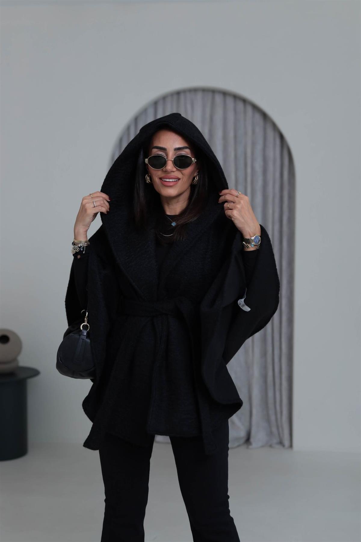 0588 Kaşe Panço Kaban SİYAH