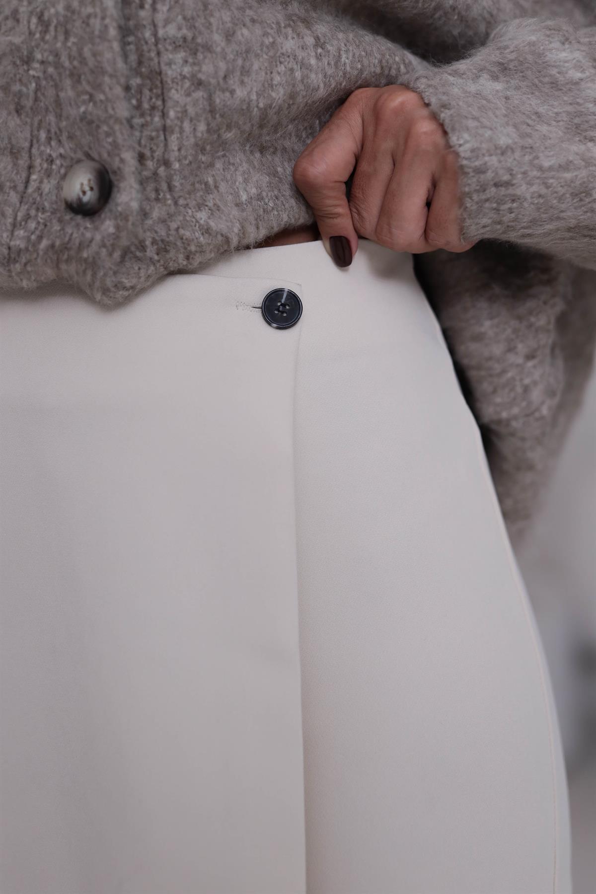 5313 Cep Kapaklı Şort Etek TAŞ