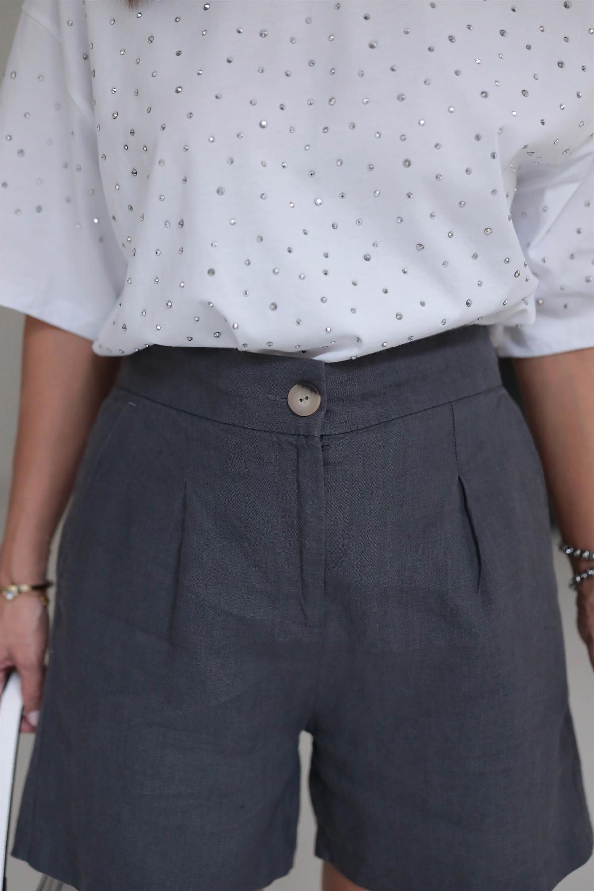 6211 Ham Keten Şort