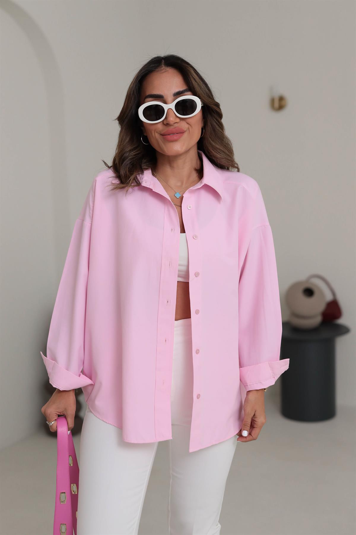 0293 Poplin Kumaş Gömlek PEMBE