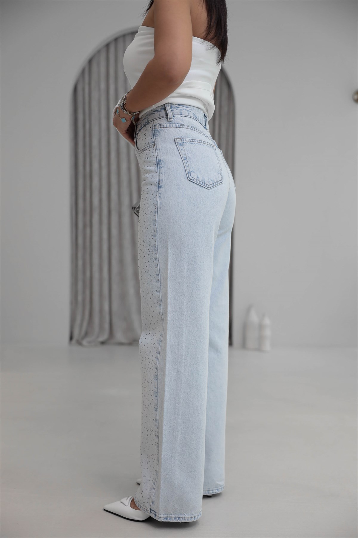 1071 Taşlı Buz Mavi Jean BUZ MAVİ