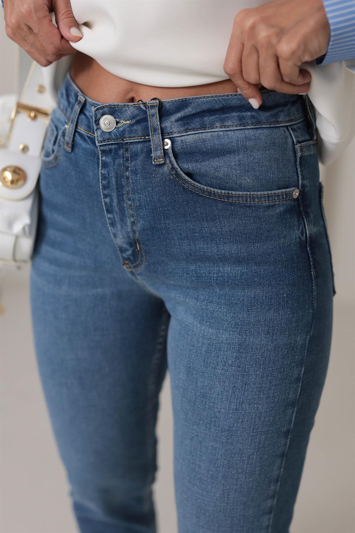 ZA Likralı Mom Jean MAVİ