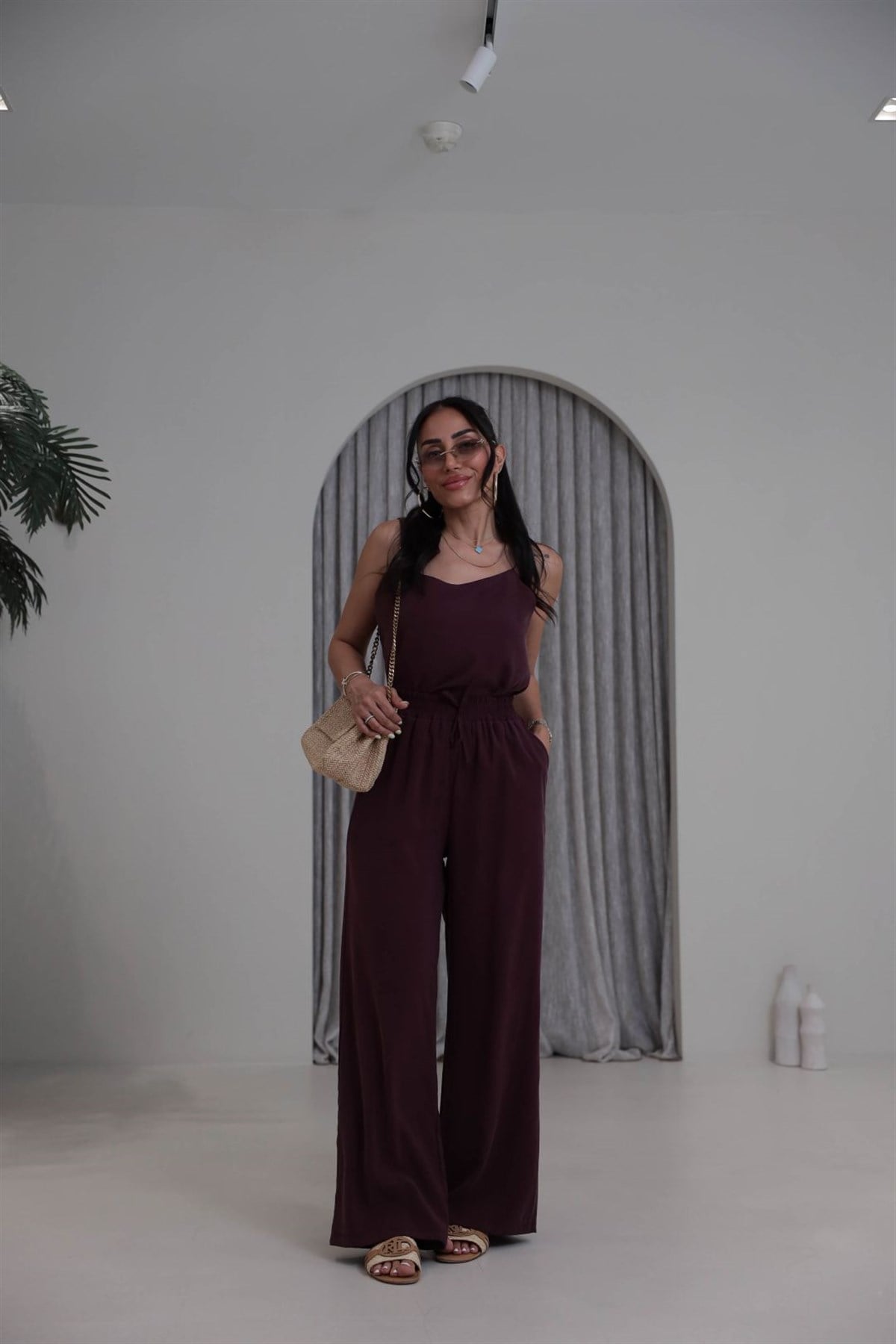 9298 İp Askılı Tencel Takım MÜRDÜM
